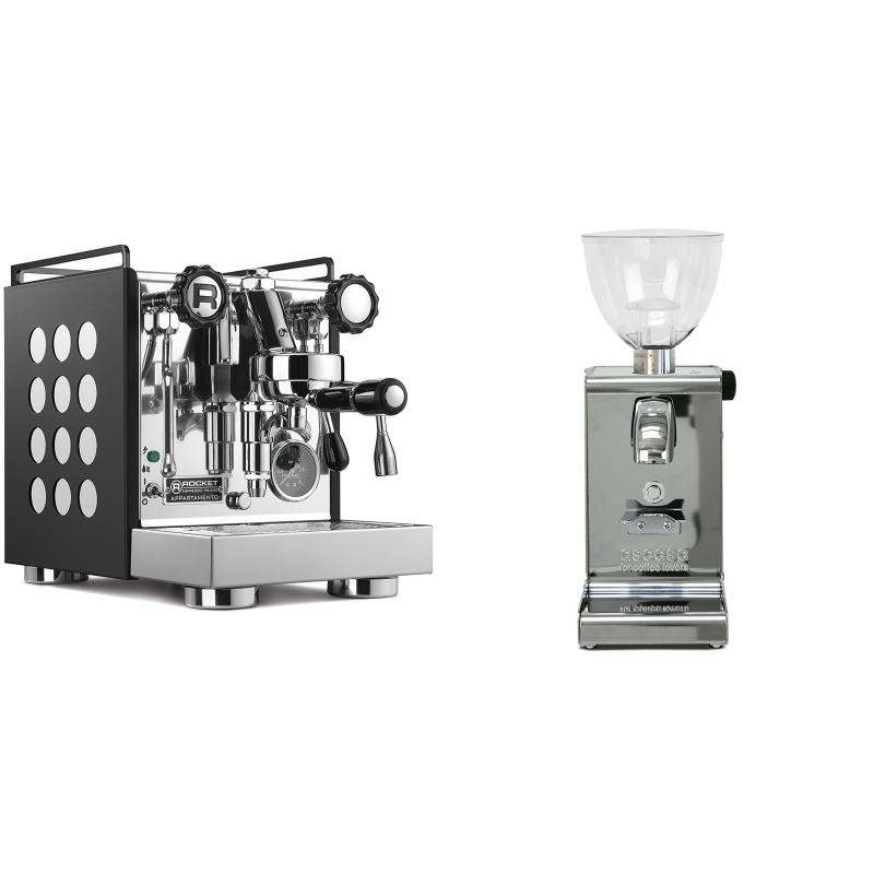 Rocket Espresso Appartamento, black/white + Ascaso i-steel, lesk