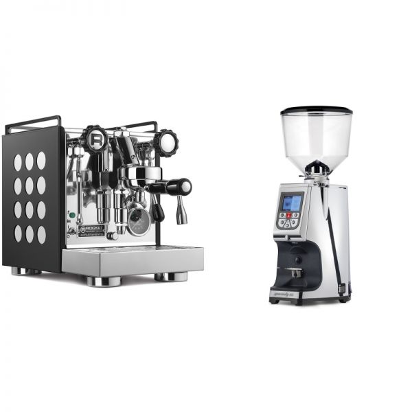 Rocket Espresso Appartamento, black/white + Eureka Atom Specialty 65, chrome