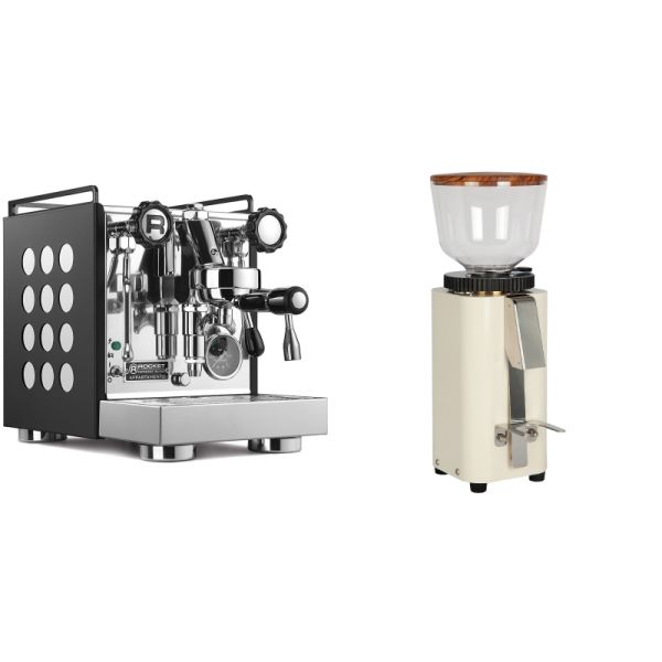 Rocket Espresso Appartamento, black/white + ECM C-Manuale 54, cream, oliva