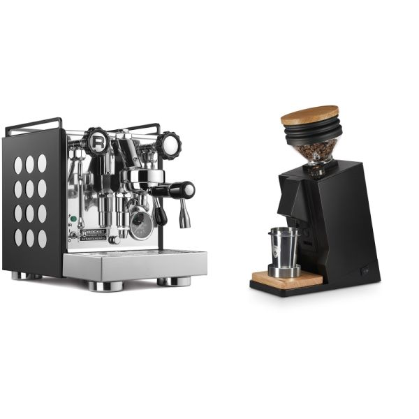 Rocket Espresso Appartamento, black/white + Eureka Mignon Single Dose, Black & Oak