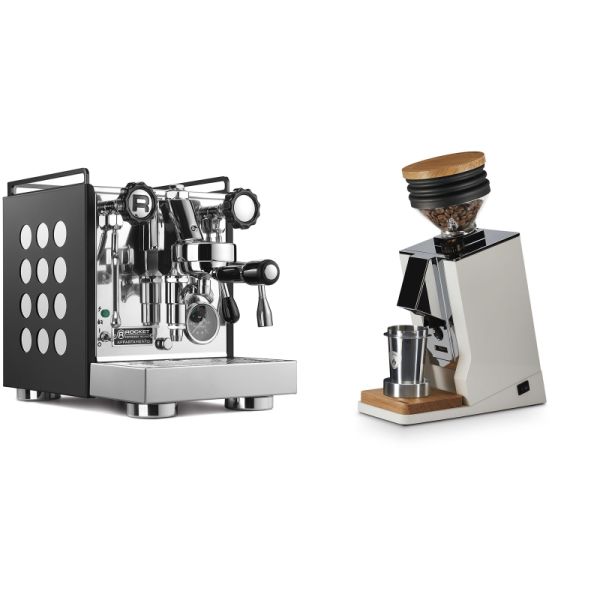 Rocket Espresso Appartamento, black/white + Eureka Mignon Single Dose, White & Oak