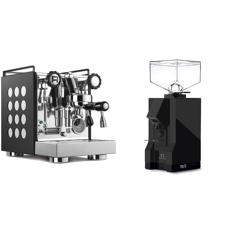 Rocket Espresso Appartamento, black/white + Eureka Mignon Silenzio, BL black