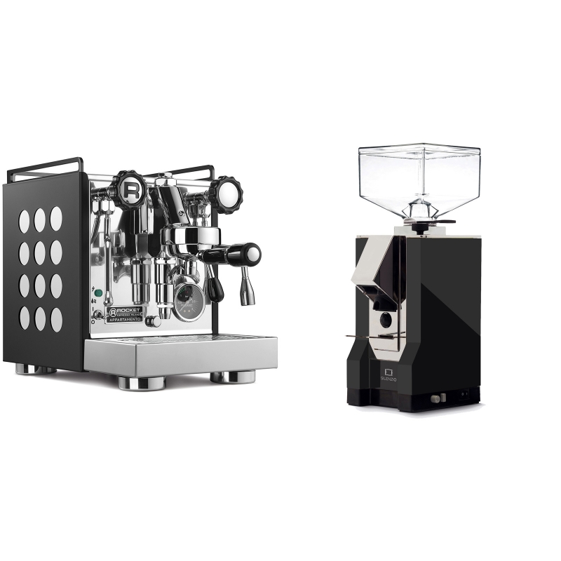 Rocket Espresso Appartamento, black/white + Eureka Mignon Silenzio, CR black