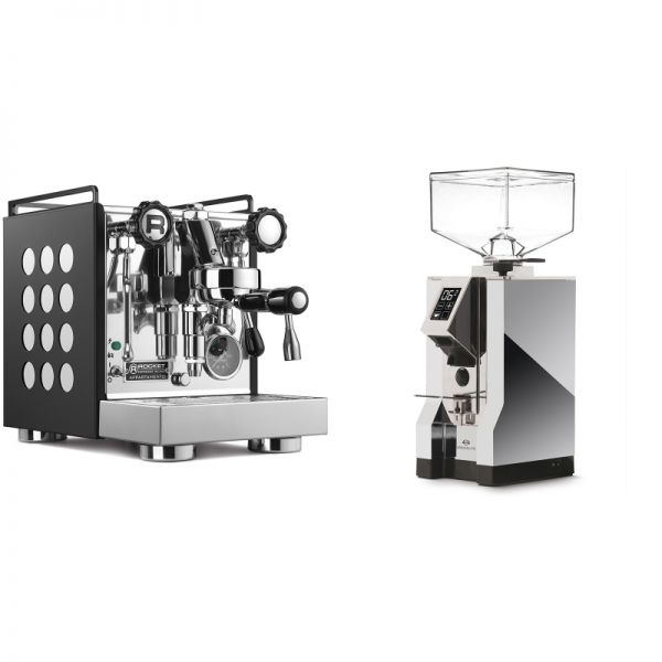 Rocket Espresso Appartamento, black/white + Eureka Mignon Specialita, CR chrome