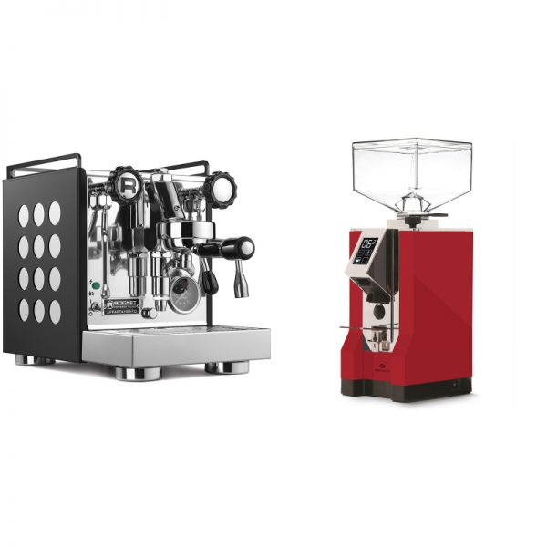 Rocket Espresso Appartamento, black/white + Eureka Mignon Specialita, CR ferrari red