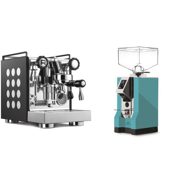 Rocket Espresso Appartamento, black/white + Eureka Mignon Specialita, CR tiffany blue