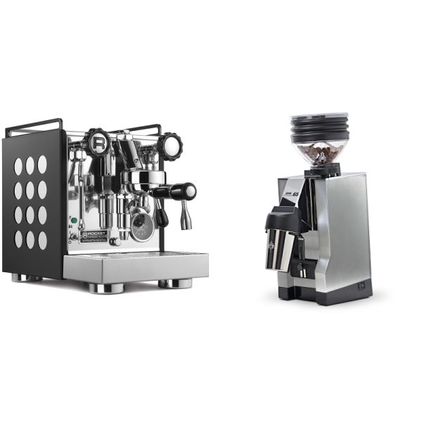 Rocket Espresso Appartamento, black/white + Eureka Mignon Zero 65 All Purpose, CR chrome