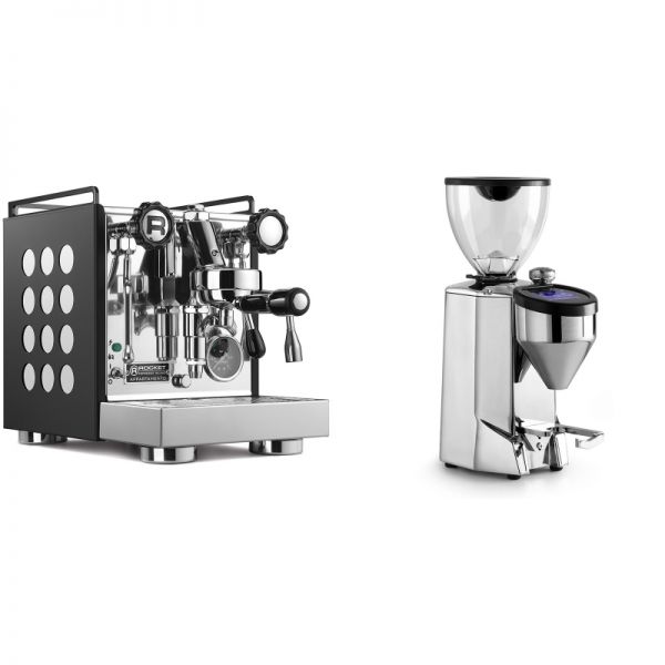 Rocket Espresso Appartamento, black/white + Rocket Espresso FAUSTO 2.1, chrome