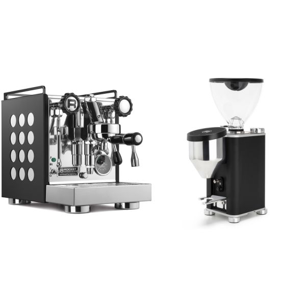 Rocket Espresso Appartamento, black/white + Rocket Espresso GIANNINO, black/chrome