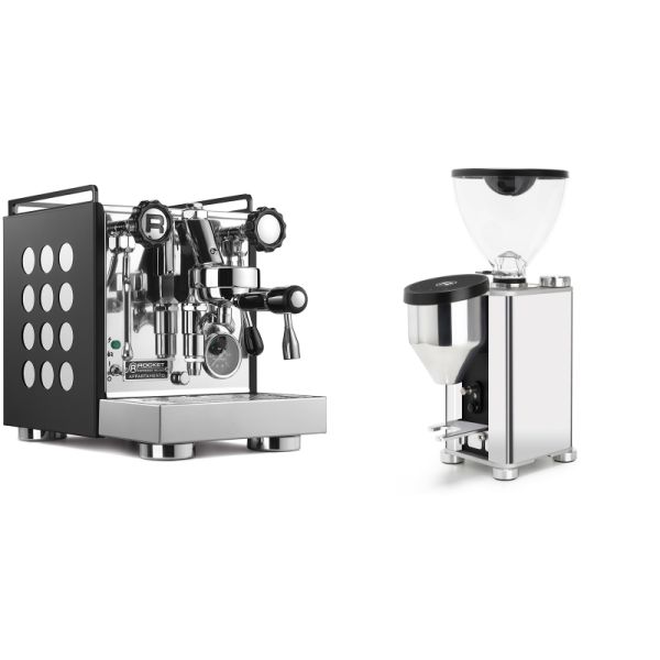 Rocket Espresso Appartamento, black/white + Rocket Espresso GIANNINO, chrome/black