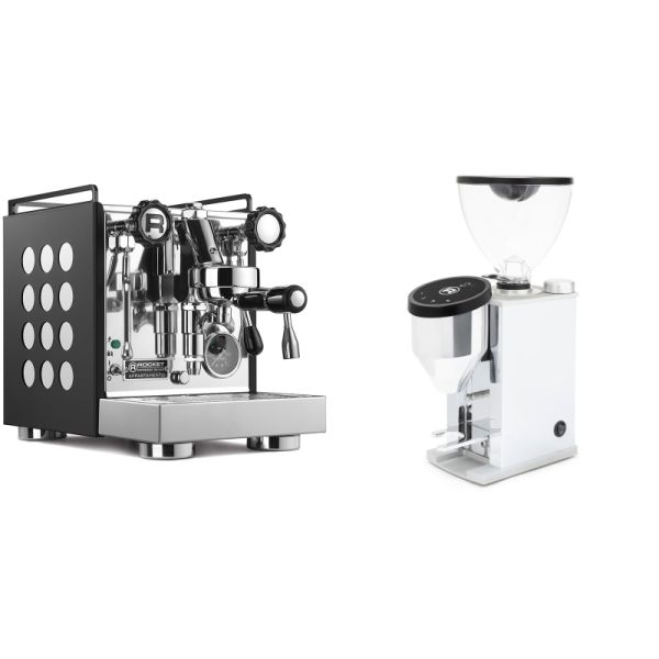 Rocket Espresso Appartamento, black/white + Rocket Espresso FAUSTINO 3.1, chrome