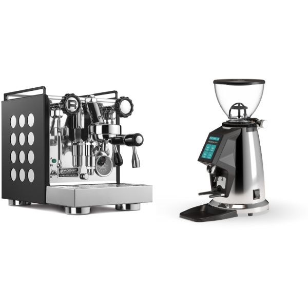 Rocket Espresso Appartamento, black/white + Rocket Espresso SPLUGA, chrome