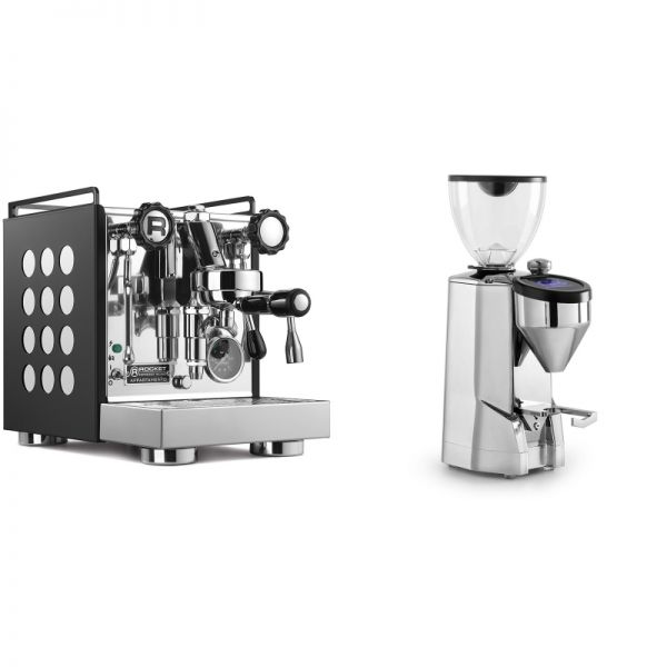 Rocket Espresso Appartamento, black/white + Rocket Espresso SUPER FAUSTO, chrome