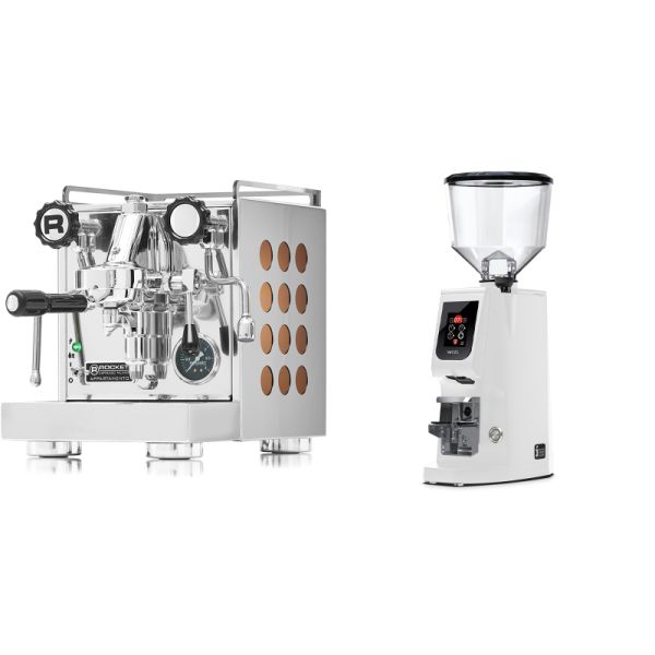 Rocket Espresso Appartamento, copper + Eureka Atom W 65, white