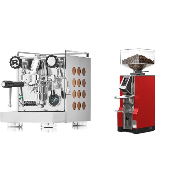 Rocket Espresso Appartamento, copper + Eureka Mignon Libra, CR ferrari red