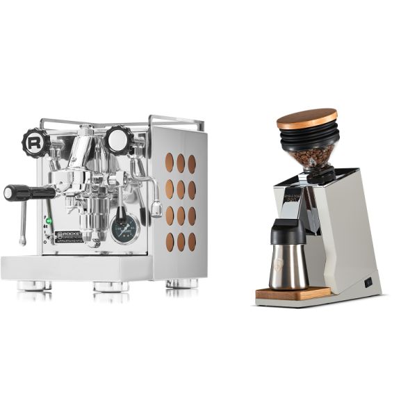 Rocket Espresso Appartamento, copper + Eureka Mignon Single Dose PRO, White & Oak