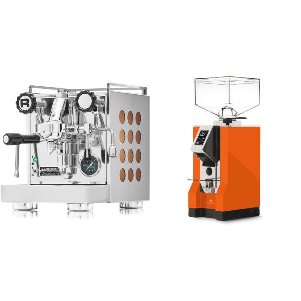Rocket Espresso Appartamento, copper + Eureka Mignon Specialita, CR orange