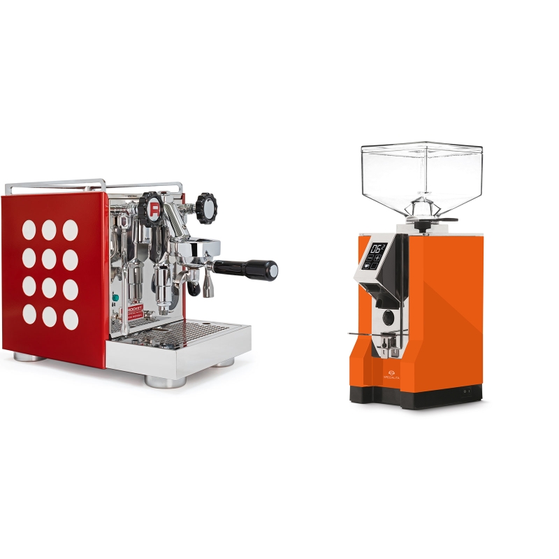 Rocket Espresso Appartamento, limited edition Rossa + Eureka Mignon Specialita, CR orange