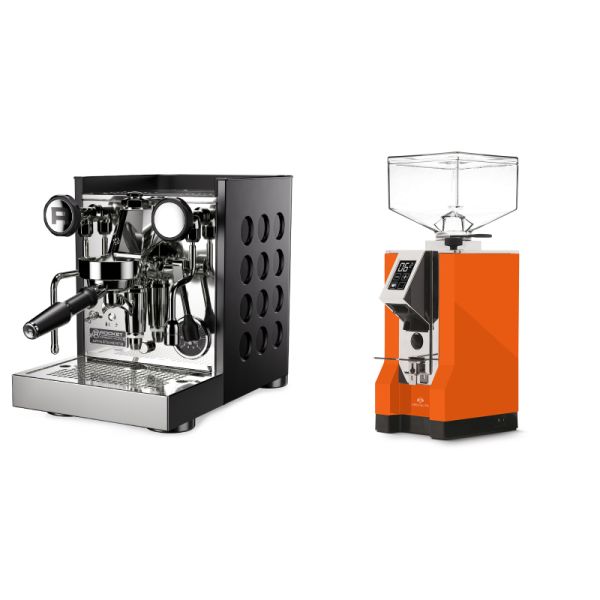 Rocket Espresso Appartamento TCA, black/black + Eureka Mignon Specialita, CR orange