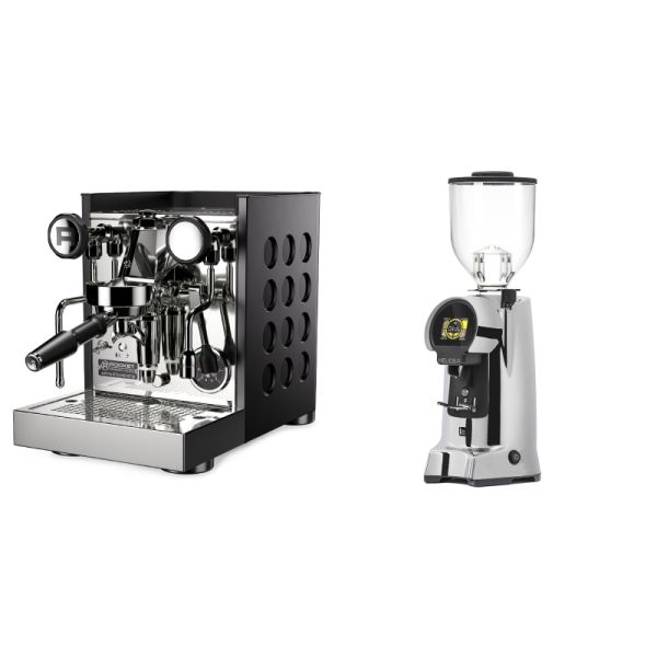 Rocket Espresso Appartamento TCA, black/black + Eureka Helios 75, chrome