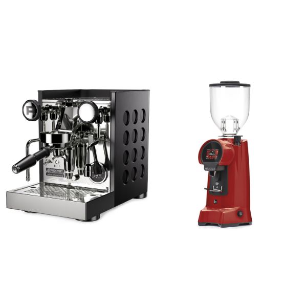 Rocket Espresso Appartamento TCA, black/black + Eureka Helios 75, ferrari red