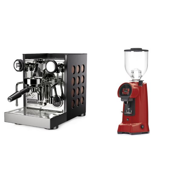 Rocket Espresso Appartamento TCA, black/copper + Eureka Helios 75, ferrari red