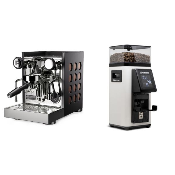 Rocket Espresso Appartamento TCA, black/copper + Rancilio STILE, white