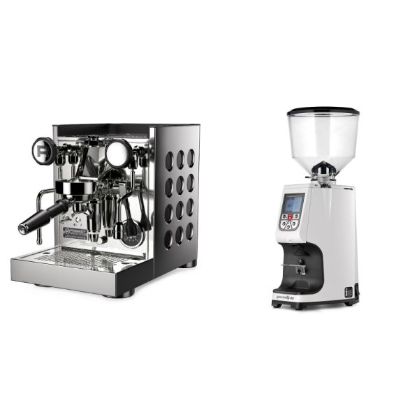 Rocket Espresso Appartamento TCA, black + Eureka Atom Specialty 65, white