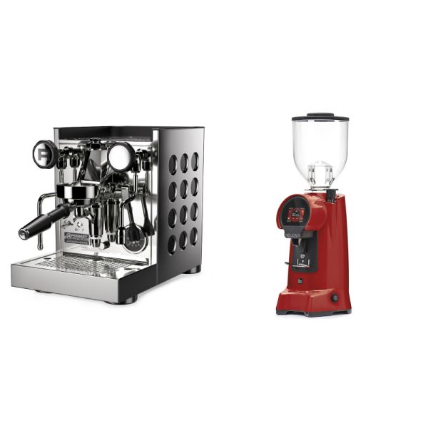 Rocket Espresso Appartamento TCA, black + Eureka Helios 75, ferrari red