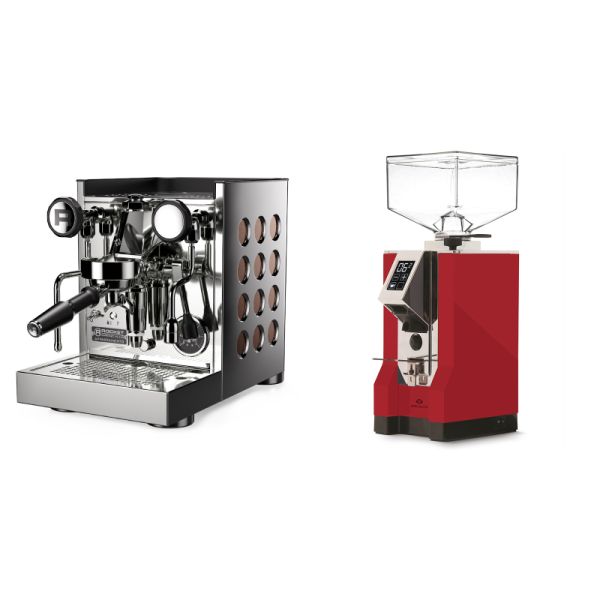 Rocket Espresso Appartamento TCA, copper + Eureka Mignon Specialita, CR ferrari red