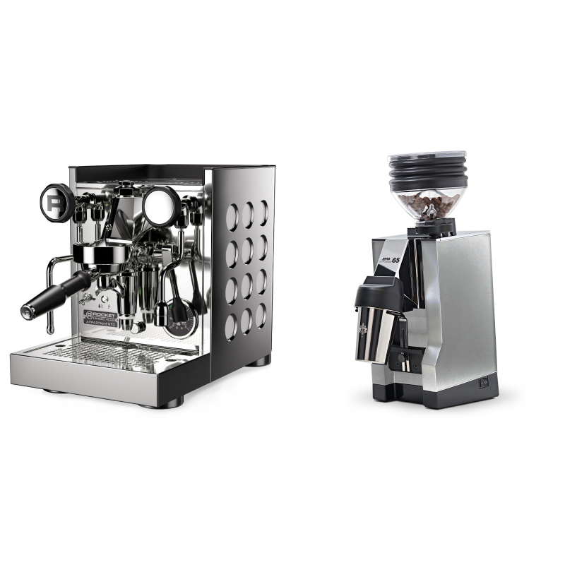 Rocket Espresso Appartamento TCA, white + Eureka Mignon Zero 65 All Purpose, CR chrome