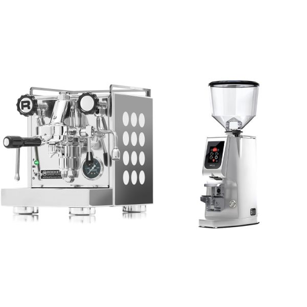 Rocket Espresso Appartamento, white + Eureka Atom W 65, chrome