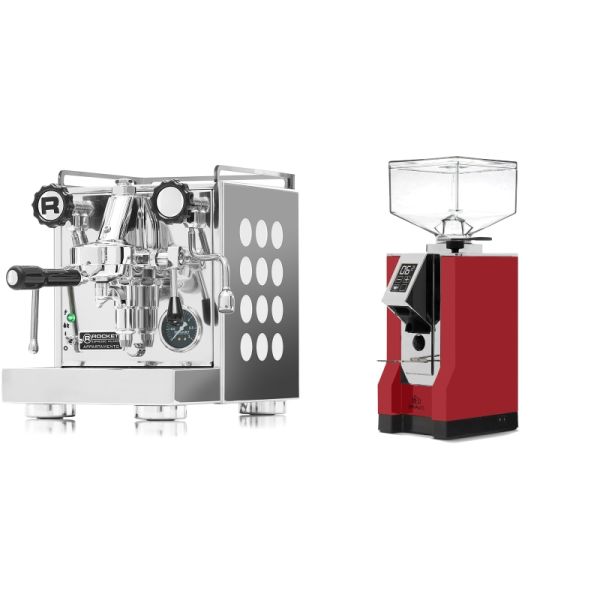 Rocket Espresso Appartamento, white + Eureka Mignon Bravo, CR ferrari red
