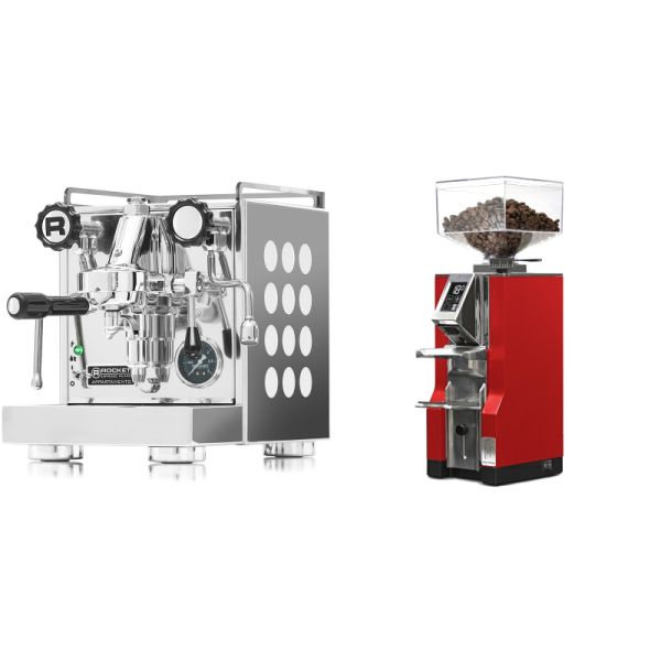 Rocket Espresso Appartamento, white + Eureka Mignon Libra, CR ferrari red