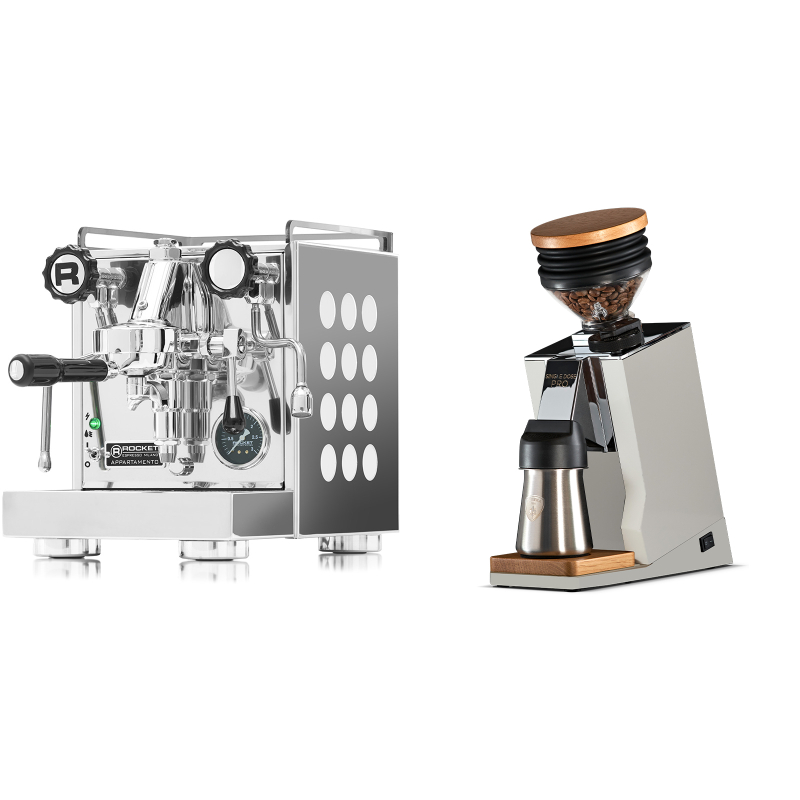 Rocket Espresso Appartamento, white + Eureka Mignon Single Dose PRO, White & Oak