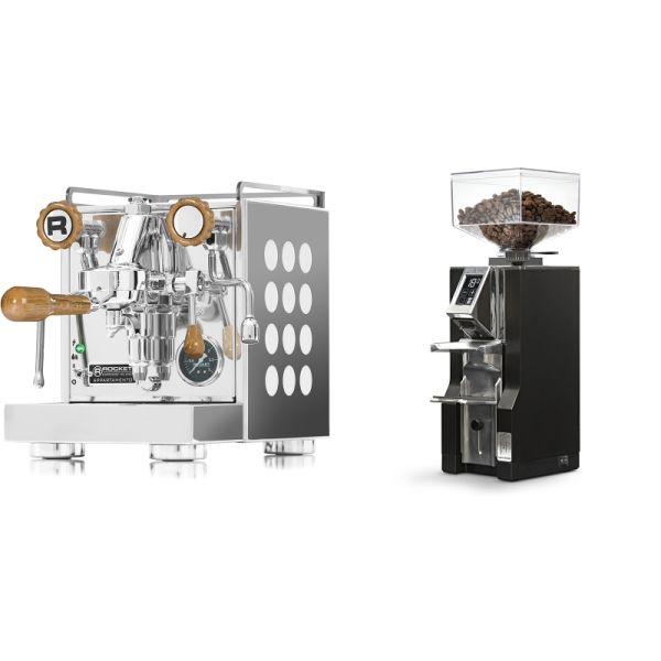 Rocket Espresso Appartamento, white, oak + Eureka Mignon Libra, CR black