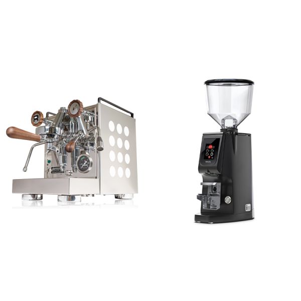 Rocket Espresso Appartamento, white, walnut + Eureka Atom W 65, black