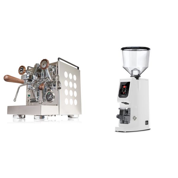 Rocket Espresso Appartamento, white, walnut + Eureka Atom W 65, white