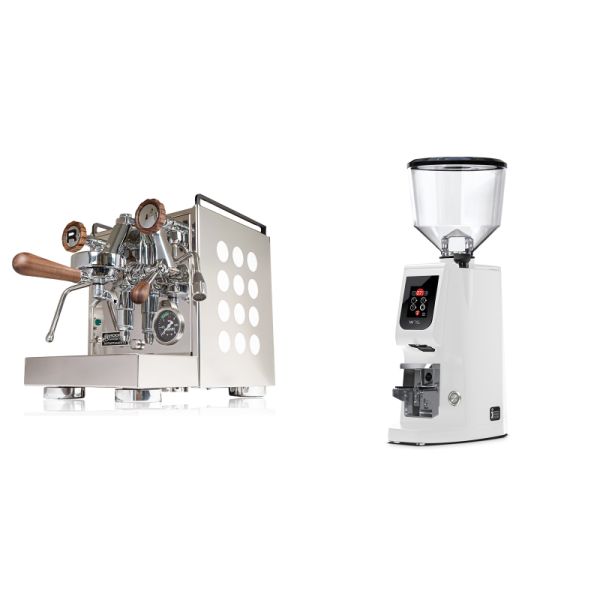 Rocket Espresso Appartamento, white, walnut + Eureka Atom W 75, white