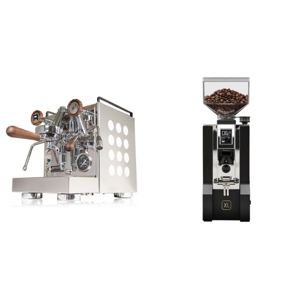 Rocket Espresso Appartamento, white, walnut + Eureka Mignon XL, CR black
