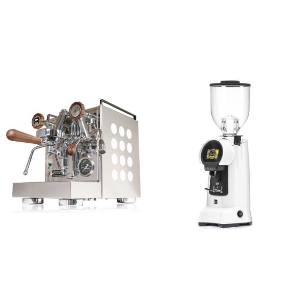 Rocket Espresso Appartamento, white, walnut + Eureka Helios 75, white