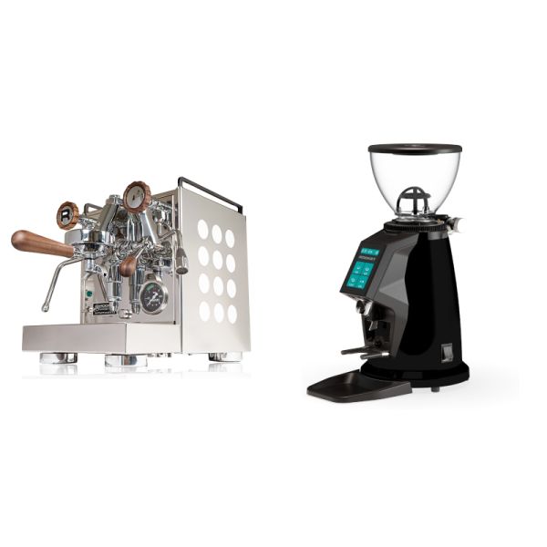 Rocket Espresso Appartamento, white, walnut + Rocket Espresso SPLUGA, black