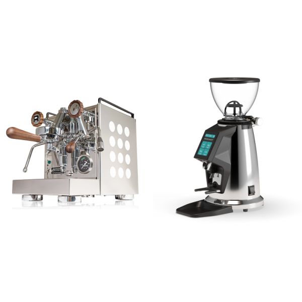 Rocket Espresso Appartamento, white, walnut + Rocket Espresso SPLUGA, chrome