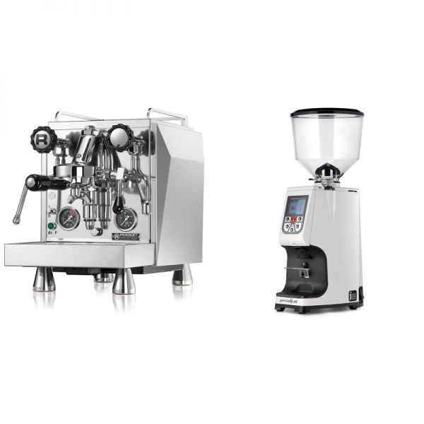 Rocket Espresso Giotto Cronometro R + Eureka Atom Specialty 65, white