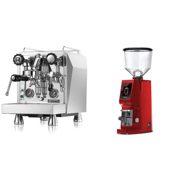 Rocket Espresso Giotto Cronometro R + Eureka Atom W 65, ferrari red