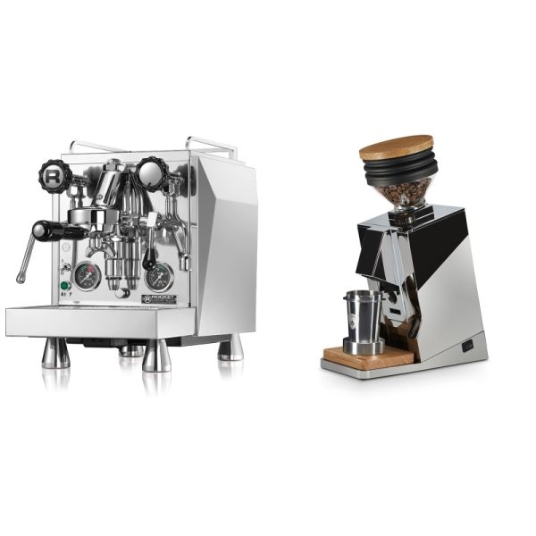 Rocket Espresso Giotto Cronometro R + Eureka Mignon Single Dose, Chrome & Oak