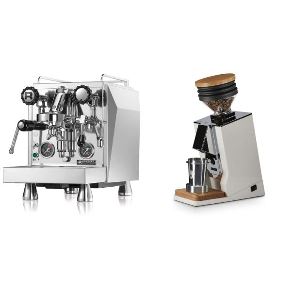 Rocket Espresso Giotto Cronometro R + Eureka Mignon Single Dose, White & Oak