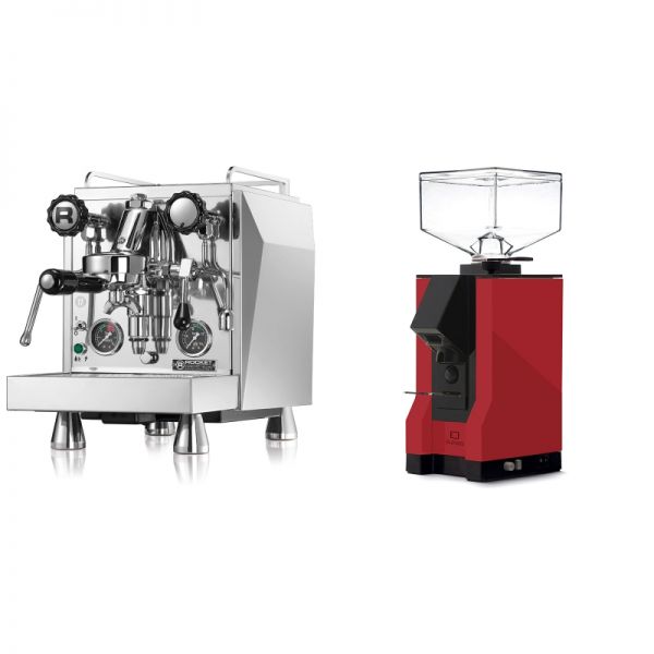 Rocket Espresso Giotto Cronometro R + Eureka Mignon Silenzio, BL ferrari red