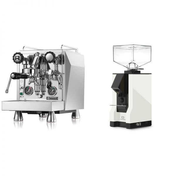 Rocket Espresso Giotto Cronometro R + Eureka Mignon Silenzio, BL white