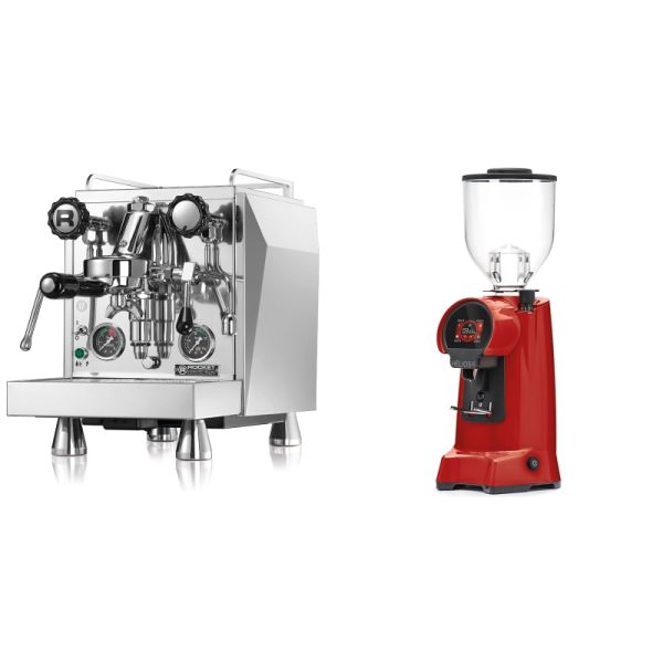 Rocket Espresso Giotto Cronometro R + Eureka Helios 65, ferrari red